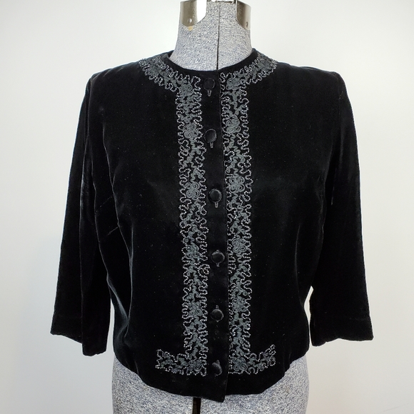 Vintage Duet Embroidered Velvet Bolero Style Jacket See Description for sizing - Picture 2 of 10